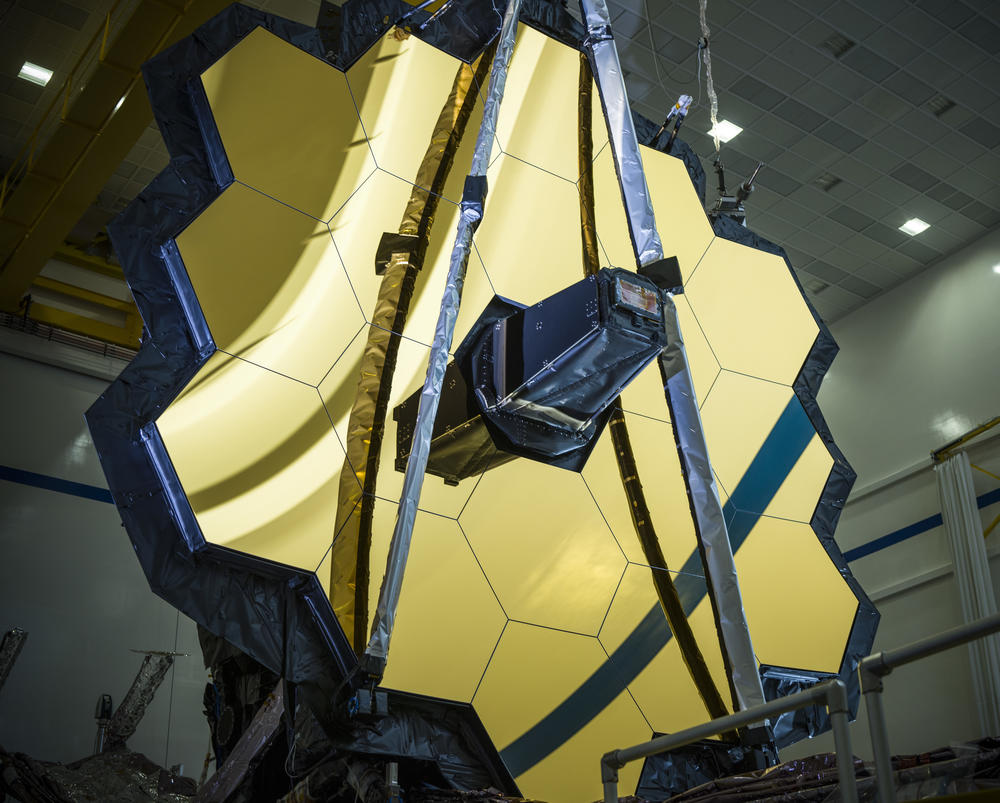 The main mirror assembly of the James Webb Space Telescope during testing at a Northrop Grumman facility in Redondo Beach, Calif., last year.