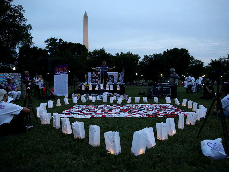 Activists participate in a candlelight vigil calling for an end to the nation's opioid addiction crisis at the Ellipse in Washington, D.C., in August 2017.