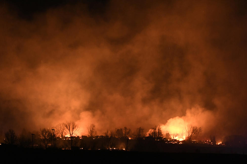Dec. 30: Louisville, Colo. — Fires continue to burn into the evening in neighborhoods.