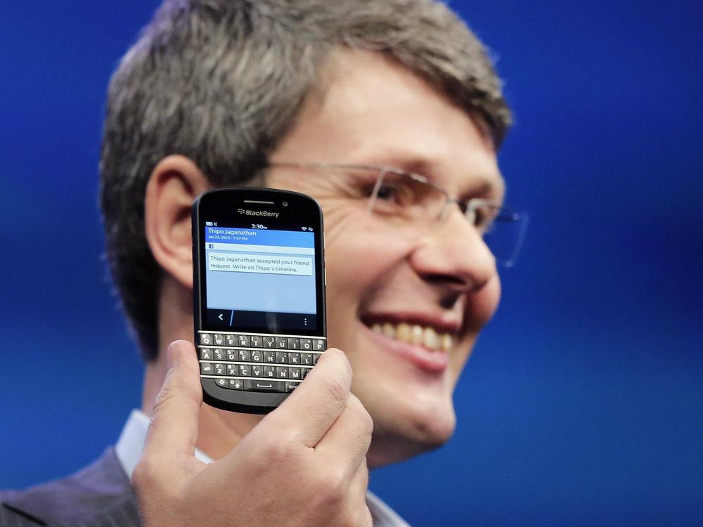 Thorsten Heins, then the CEO of BlackBerry, introduces the BlackBerry Z10 on Jan. 30, 2013, in New York.