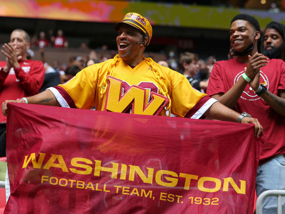 Washington Football Team fans cheer during a game against the Falcons in Atlanta in October 2021.