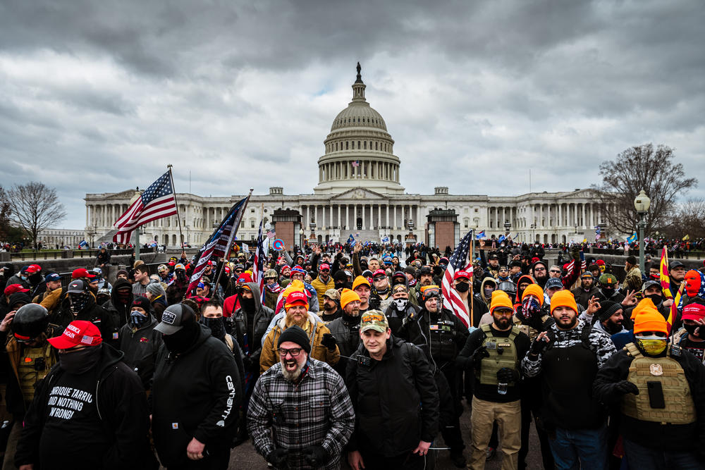 Pro-Trump protesters gather in front of the U.S. Capitol Building on Jan. 6, 2021, after President Donald Trump told a rally: 