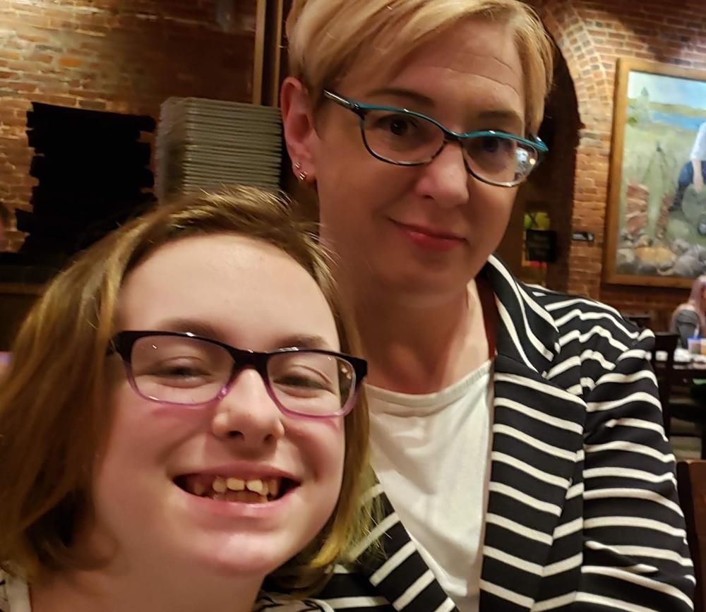 Jill Drouillard with her daughter, 15.