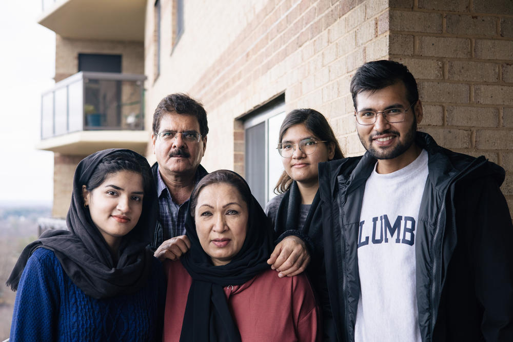 Kamila Noori, a prominent Afghan judge, on the balcony of the apartment where she will live with her husband and two of their daughters.