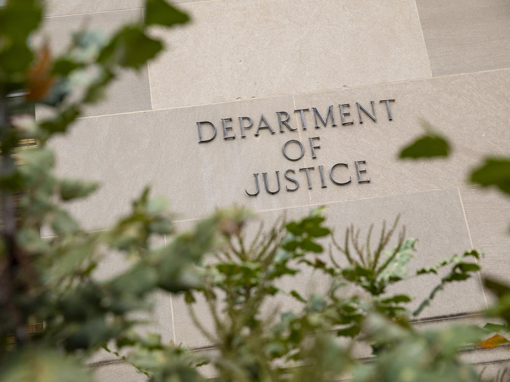 The Justice Department building on a foggy morning in 2019 in Washington, D.C.