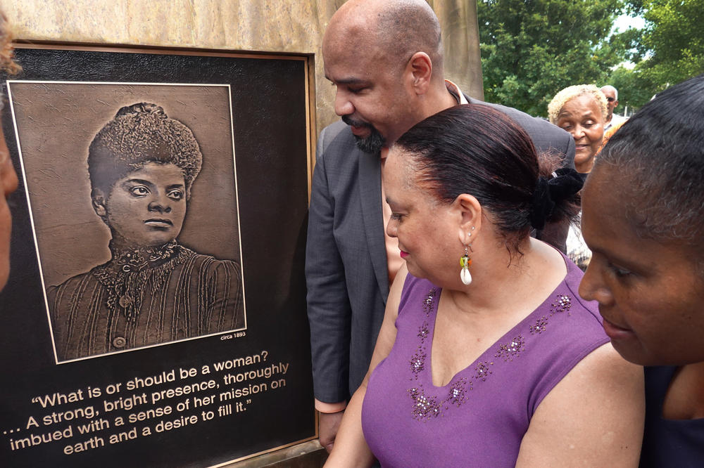 Daniel and Michelle Duster attend the dedication of a monument to their great-grandmother, journalist, educator, and civil rights leader, Ida B. Wells in Chicago last year.