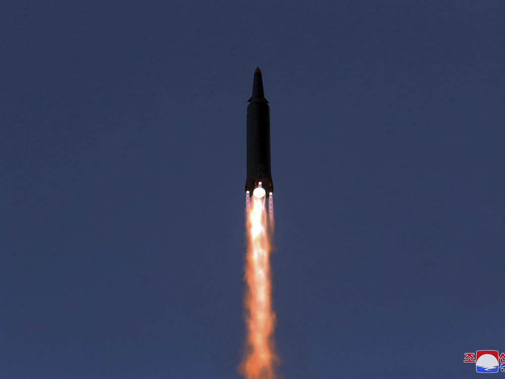 This photo provided by the North Korean government shows what it says a test launch of a hypersonic missile on Jan. 11.