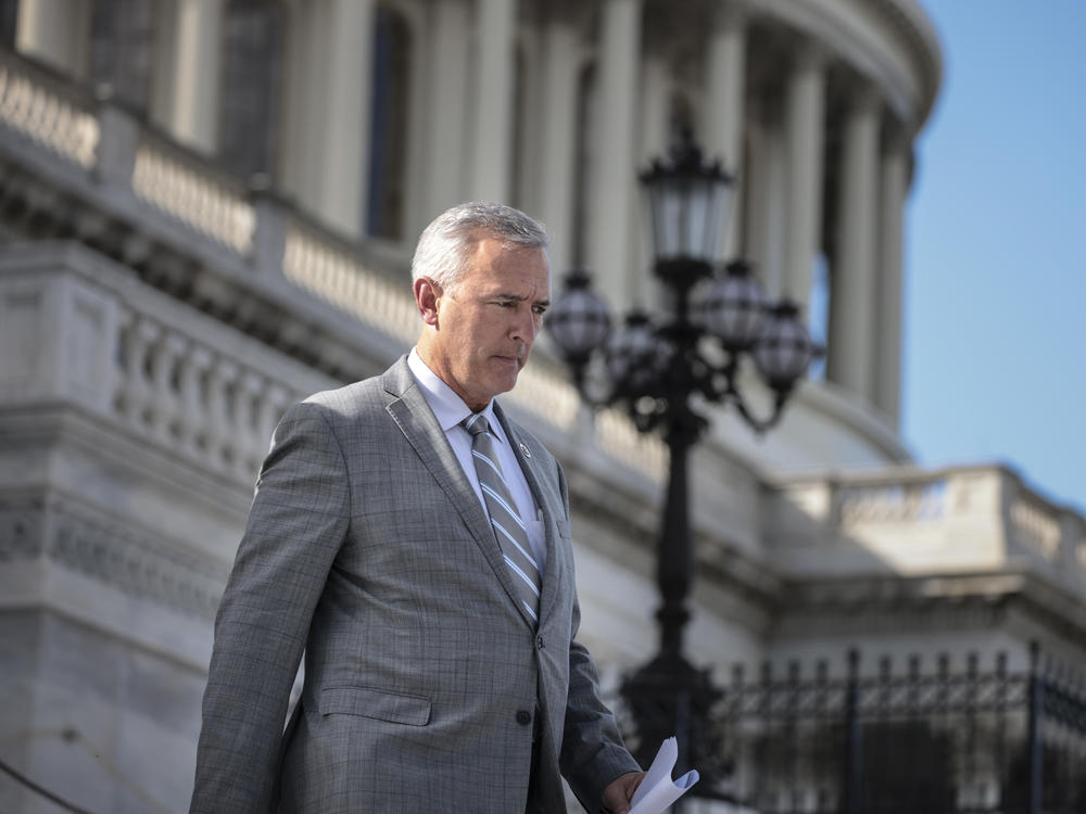 Rep. John Katko, R-N.Y., walks down the steps of the U.S. Capitol on Sept. 23, 2021. Katko has announced his retirement from Congress.