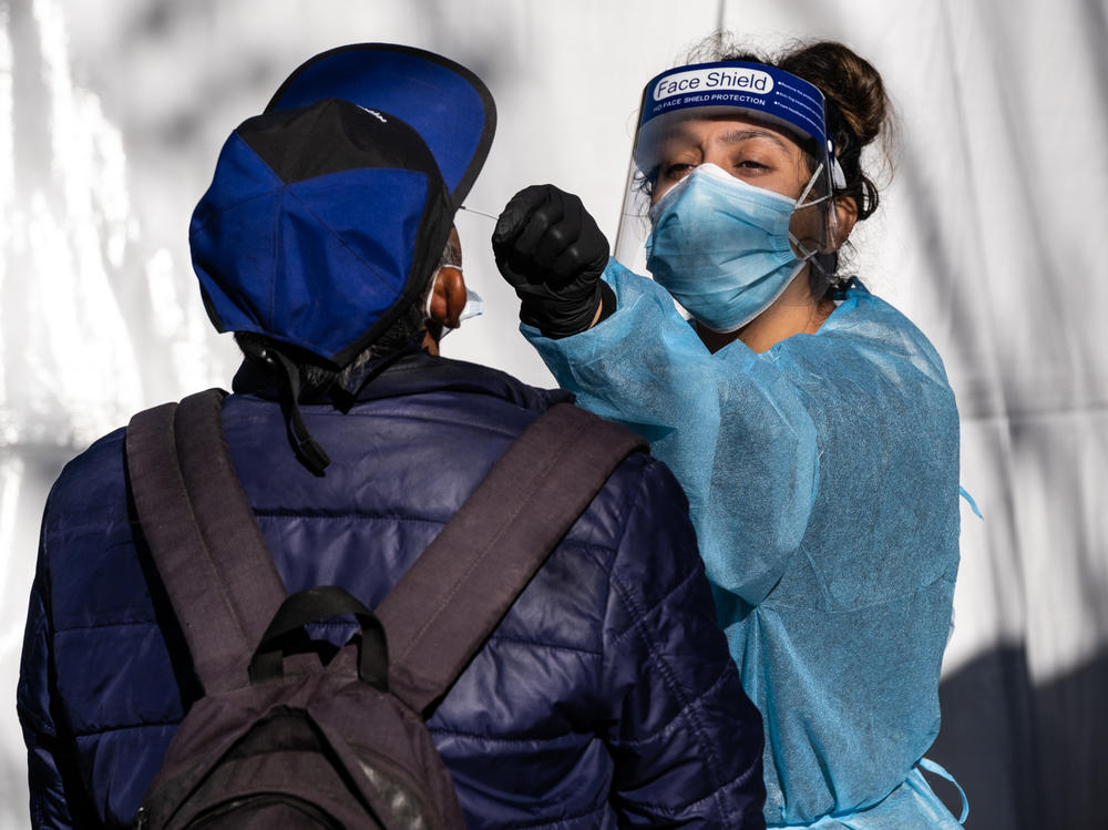 As demand for testing ramps up, community clinics and nonprofits struggle to keep up with the need. These groups have run testing sites throughout the pandemic in low-income and minority neighborhoods, like this one in the Mission District of San Francisco, Calif., from UCSF and the Latino Task Force.