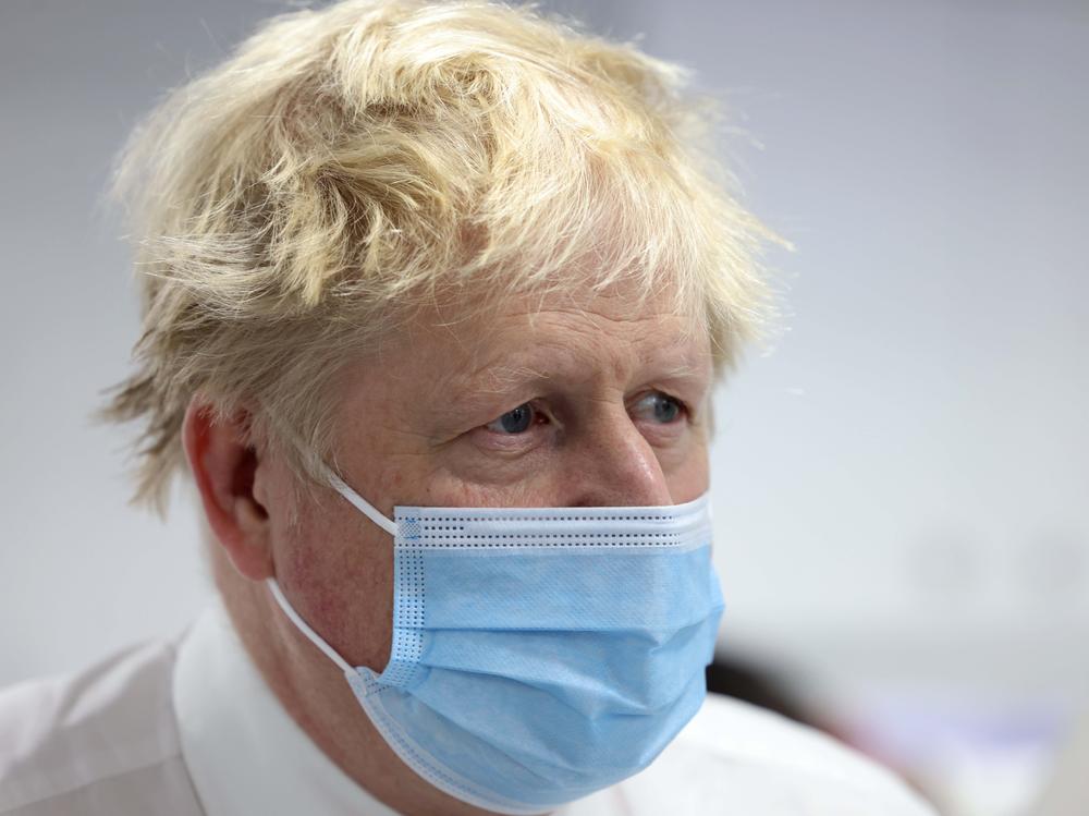 Britain's Prime Minister Boris Johnson visits a hospital in North on Tuesday.