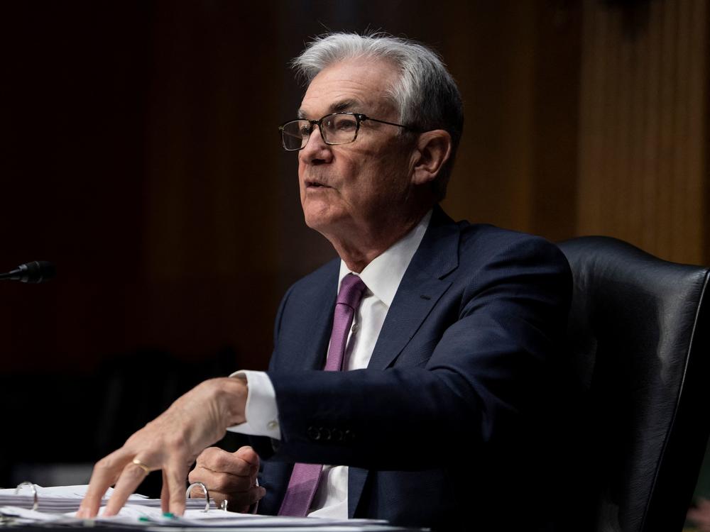 Federal Reserve Chairman Jerome Powell speaks during his re-nomination hearing in front of the Senate Banking Committee on Jan. 11. Powell has toughened his rhetoric on inflation, which has proven more stubborn than the Fed had initially anticipated.