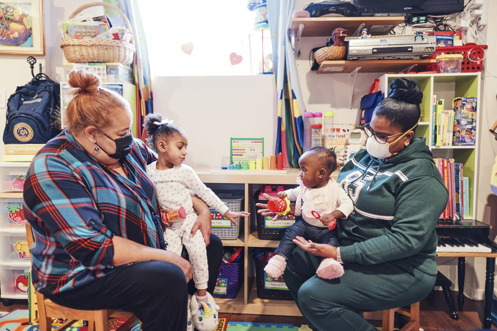 Gladys Jones (left) runs a day care in Staten Island, N.Y.