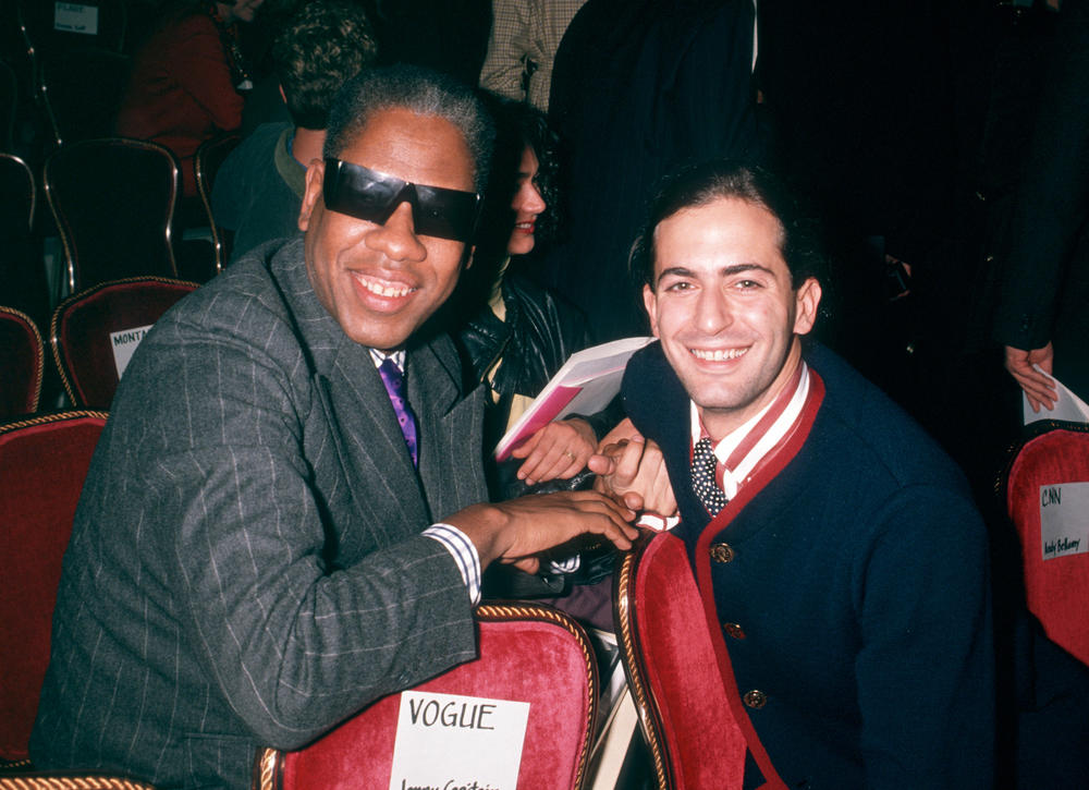 <strong>1990</strong>: André Leon Talley and Marc Jacobs during Oscar de la Renta and Carolyn Roehm Spring Fashion Show on November 30 at The Plaza Hotel in New York City, New York, United States.