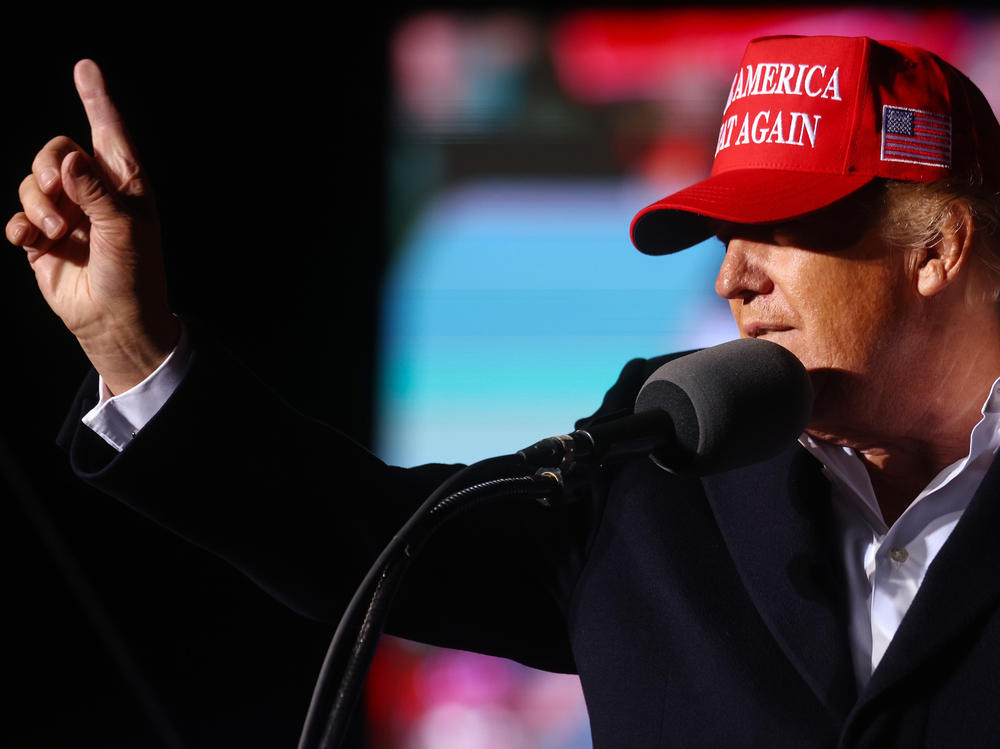 Former President Donald Trump speaks at a rally on Jan. 15 in Florence, Ariz.