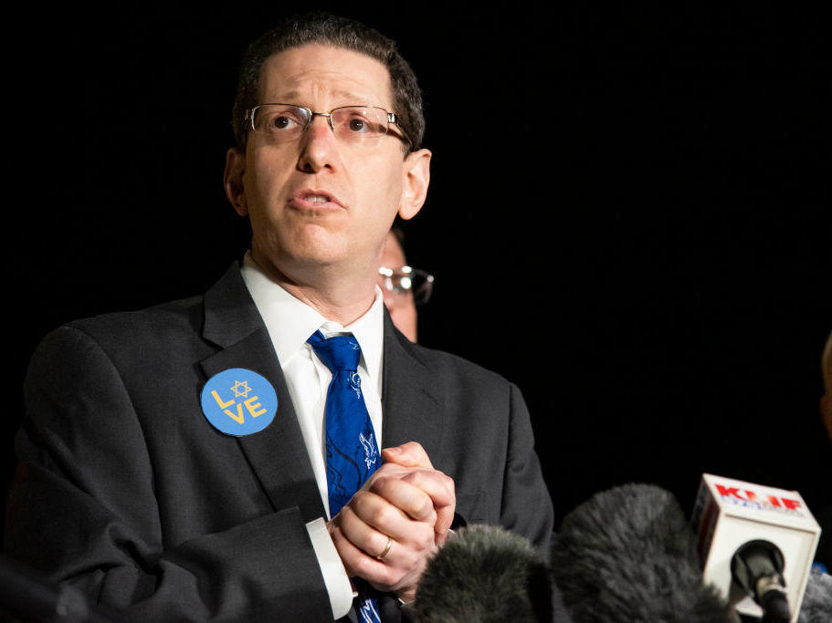 Rabbi Charlie Cytron-Walker talks to reporters following a special service arranged days after a 44-year-old British national held the rabbi and three others hostage inside the Congregation Beth Israel synagogue in Colleyville, TX.