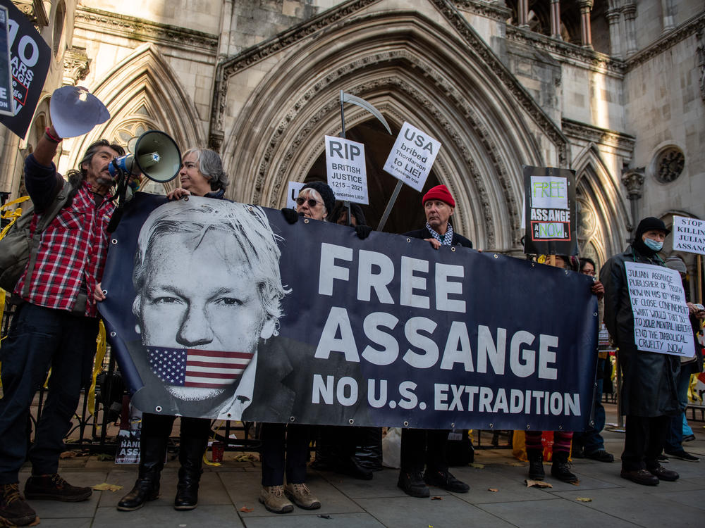 Supporters of Julian Assange outside the Royal Courts of Justice last month in London. Nearly two months later, London's High Court ruled that Assange can seek appeal against his extradition to the U.S.