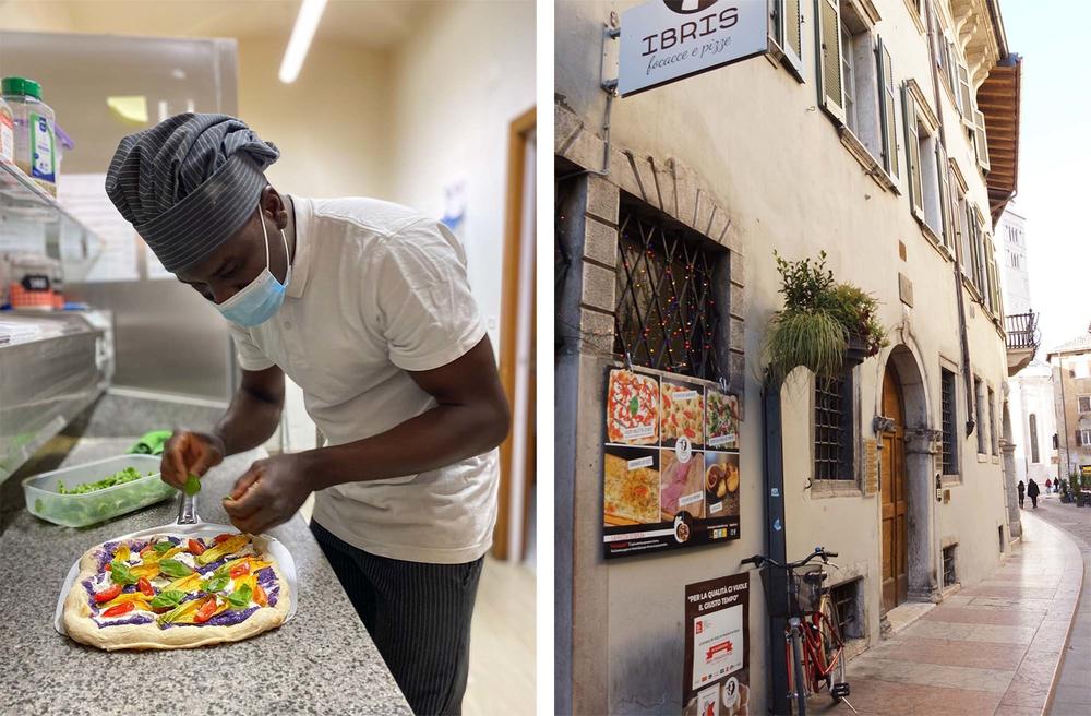 Ibrahim Songne is a big believer in local — and sometimes unconventional — pizza toppings. His narrow storefront is packed with pizza lovers.