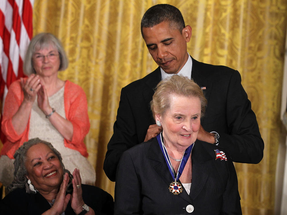 Albright received the Presidential Medal of Freedom by President Barack Obama at the White House on May 29, 2012.