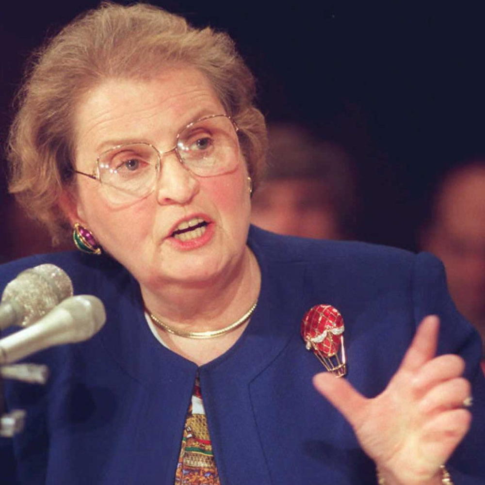 U.S. Ambassador to the U.N. Madeleine Albright testifies before the Senate Foreign Relations Committee on the Peace Powers Act and the National Security Revitalization Act in 1995.