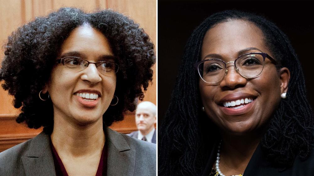 President Biden pledged to nominate a Black woman to the nation's highest court. Among the names being floated to replace Justice Stephen Breyer are California Supreme Court Justice Leondra Kruger (left) and Judge Ketanji Brown Jackson.