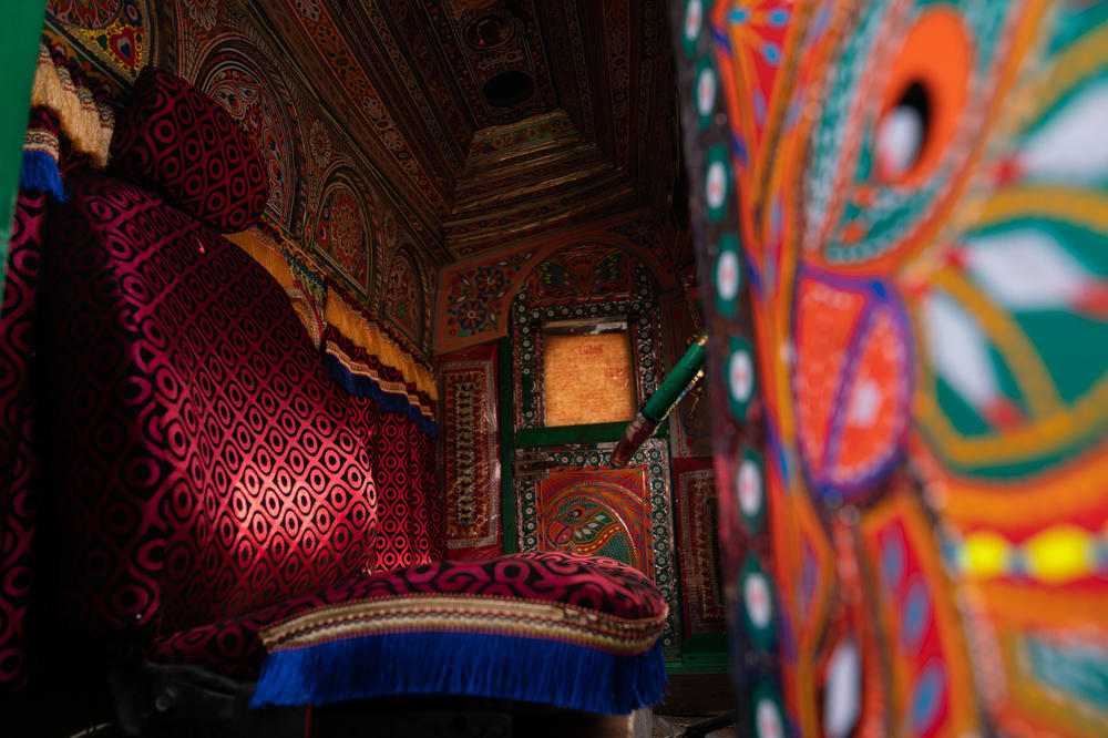 The interior of a truck in Rawalpindi. For the drivers and the artists who decorate their vehicles, Pakistani trucks are more than just trucks.