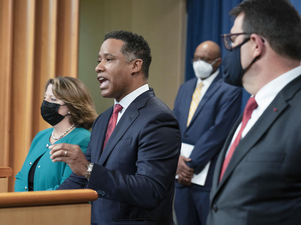 Assistant Attorney General Kenneth Polite of the Justice Department's Criminal Division speaks during a news conference at the department on Oct. 26.