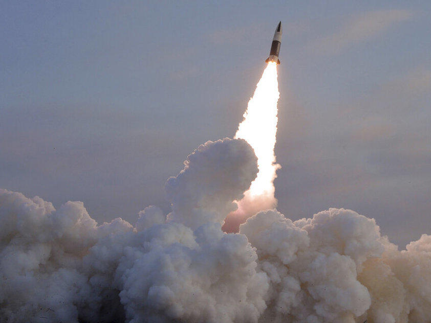 This photo provided by the North Korean government, shows what it says a test-fire of tactical guided missile in North Korea Monday, Jan. 17, 2022.