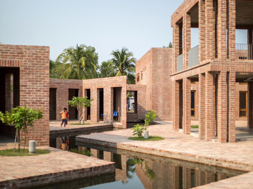 Friendship Hospital in Bangladesh, winner of the 2021 RIBA International Prize. The hospital's zig-zag canal collects rainwater and aids in cooling the site.