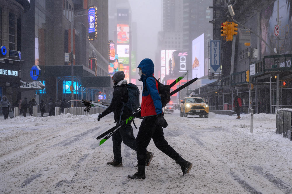In New York City, some people broke out the skis on Saturday. More traditional forms of transportation — such as trains and planes — were subject to mass cancellations.