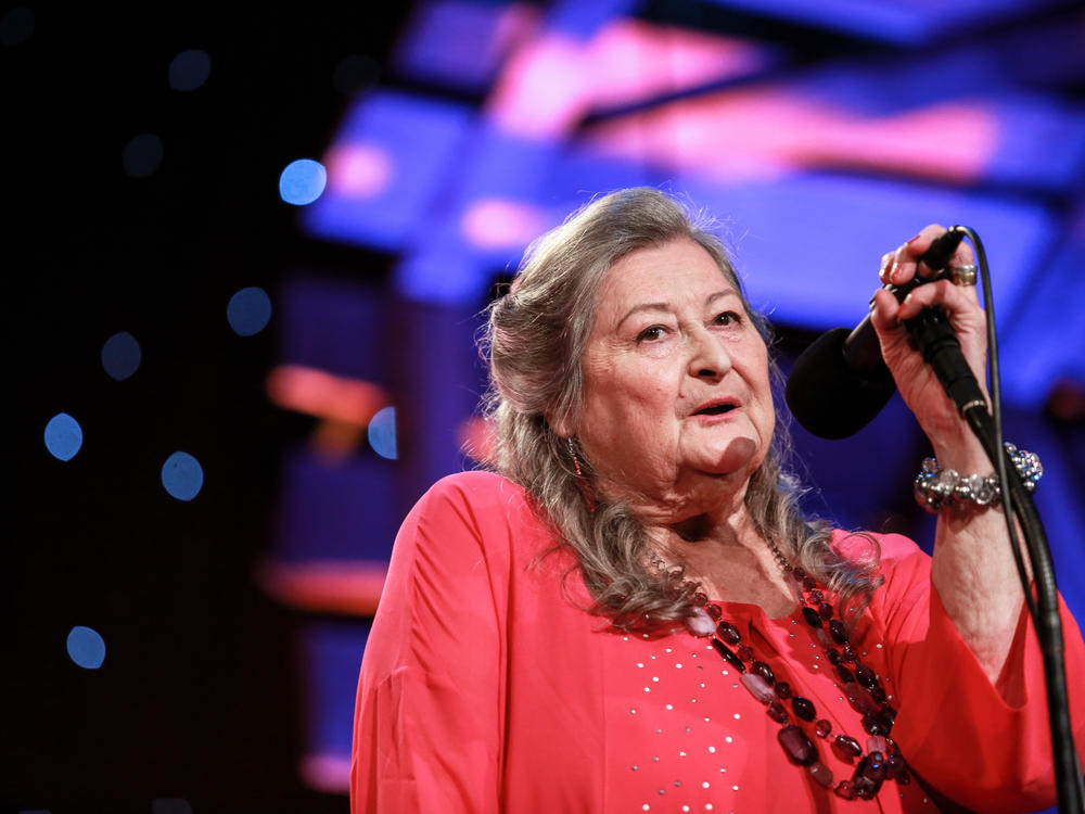 Norma Waterson receives the Lifetime Achievement award at the BBC Folk Awards at Royal Albert Hall on April 27, 2016, in London.