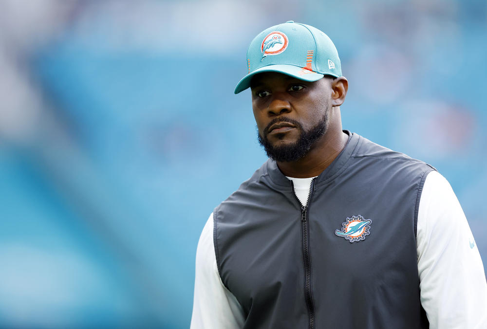 Head coach Brian Flores of the Miami Dolphins walks the field prior to a Jan. 9 game against the New England Patriots at Hard Rock Stadium in Miami Gardens, Fla. Flores was fired the next day.