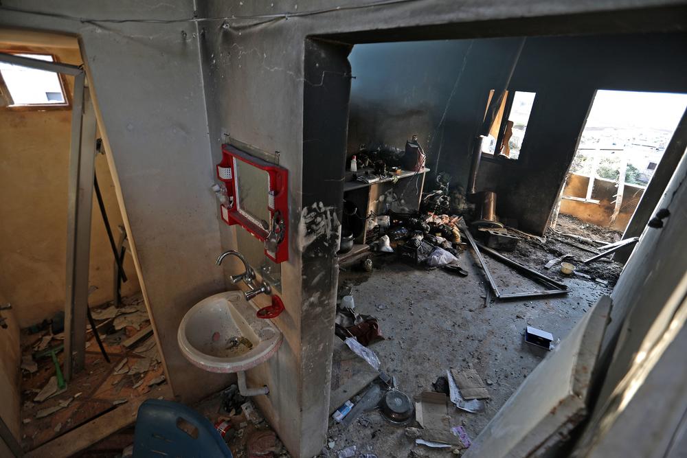 A picture shows the scene following an overnight raid by U.S. special operations forces against suspected jihadists in Atme, in Syria's northwestern province of Idlib.