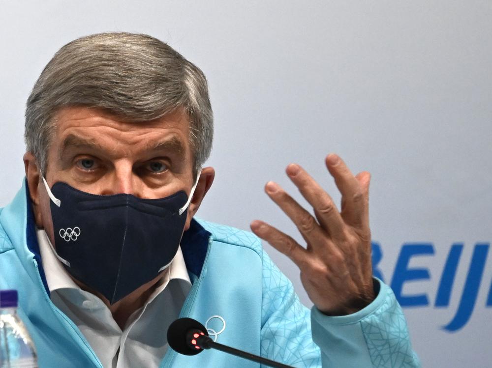 International Olympic Committee (IOC) President Thomas Bach addresses journalists during a press conference ahead of the Beijing 2022 Winter Olympic Games.
