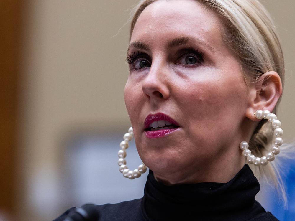 Tiffani A. Johnston, former marketing manager and cheerleader for the Washington Football Team, speaks during a House Oversight and Reform Committee roundtable on sexual harassment in the workplace on Capitol Hill on February 3, 2022 in Washington, D.C.