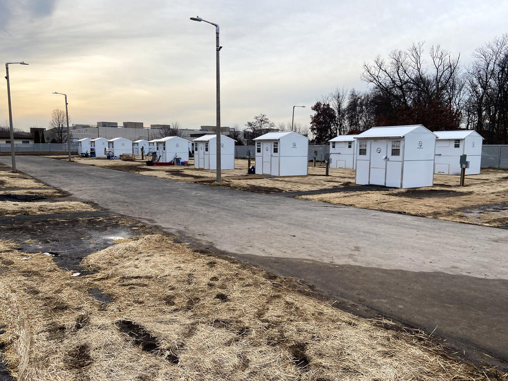 This city-owned tiny home village, which opened in November, 2021, was built in an industrial development on the outskirts of Madison, Wisconsin.