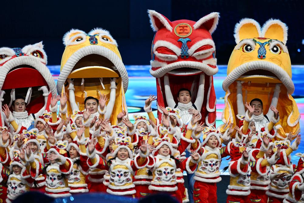 Performers prepare for the opening ceremony of the Beijing 2022 Winter Olympic Games, at the National Stadium, known as the Bird's Nest, in Beijing, on February 4, 2022.