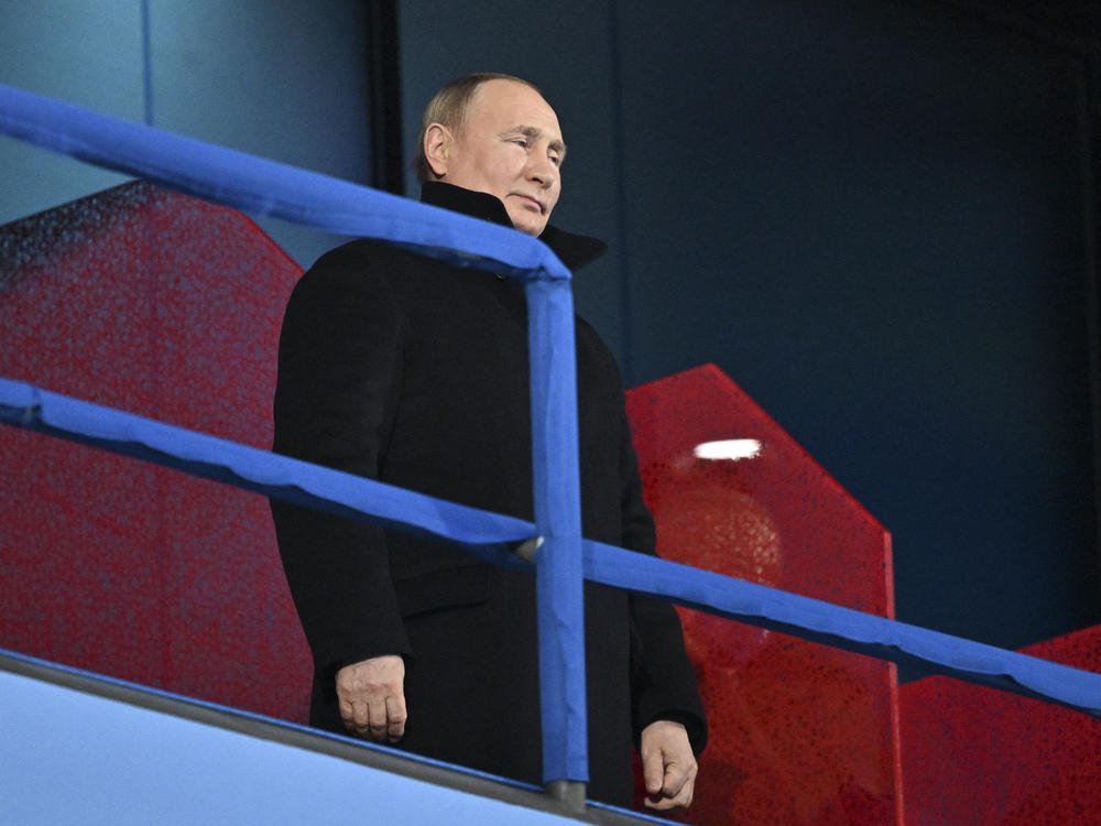 Russian President Vladimir Putin attends the opening ceremony of the Winter Olympics in Beijing.