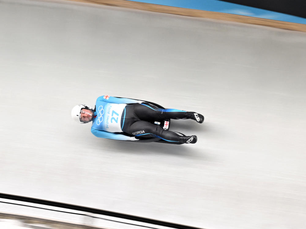 Georgia's Saba Kumaritashvili competes in the men's singles luge event at the Yanqing National Sliding Centre during the Beijing 2022 Winter Olympic Games in Yanqing on February 5, 2022.