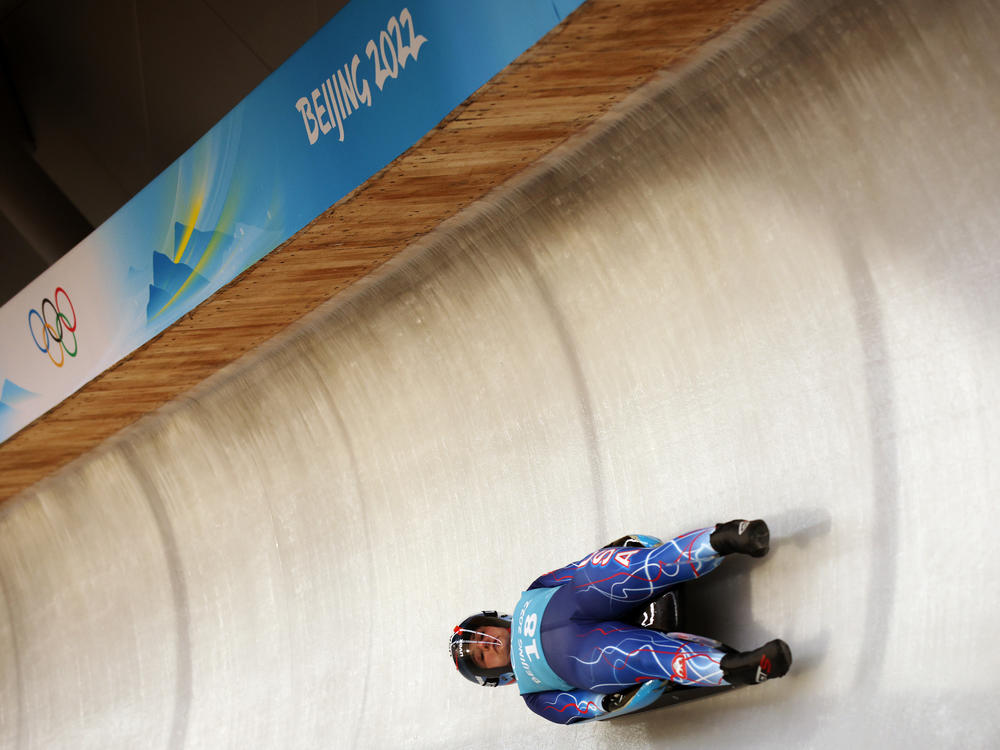 Emily Sweeney of Team USA slides during training on day one of the Beijing 2022 Winter Olympic Games at National Sliding Center on February 05, 2022 in Yanqing, China.