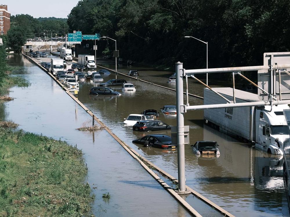 Heavy rain from the remnants of Hurricane Ida flooded roads and expressways in New York in 2021. In a hotter climate, rainstorms are becoming more intense.