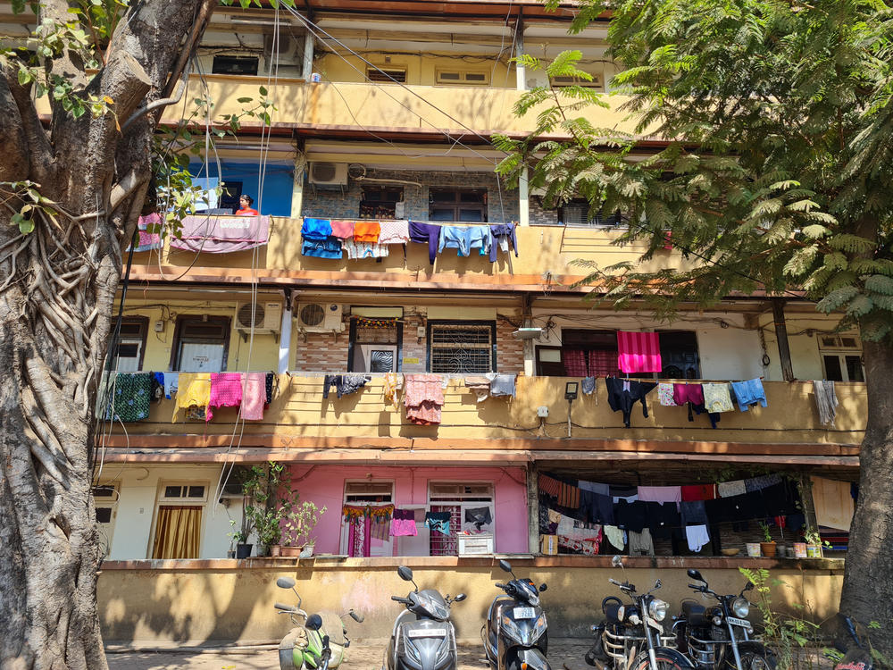 Apartment buildings on the edge of Dharavi, India's largest slum. Social workers have been holding workshops in Dharavi to educate women about sexual violence and consent while the Delhi High Court weighs whether to criminalize marital rape.