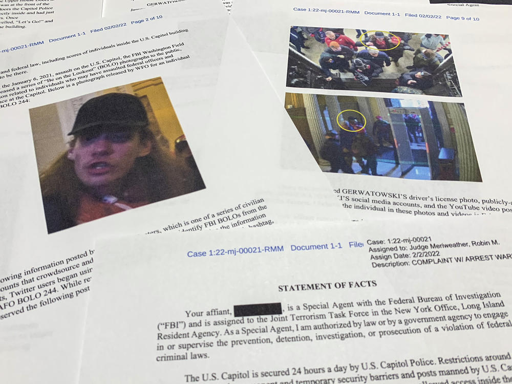 The statement of facts supporting the arrest Tuesday of Eric Gerwatowski, 31, of New Hyde Park, N.Y., on charges stemming from last year's riot at the U.S. Capitol, is shown here.