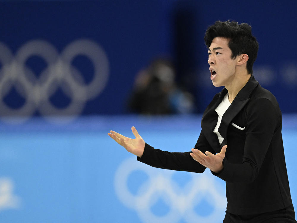 USA's Nathan Chen competes in the men's single skating short program of the figure skating event during the Beijing 2022 Winter Olympic Games.