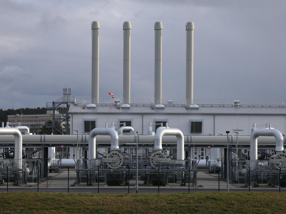 The receiving station of the Nord Stream 2 gas pipeline stands near Lubmin, Germany, on Feb. 2. Nord Stream 2, owned by Russian energy company Gazprom, is to transport Russian natural gas from Russia to Germany, but President Biden has said the pipeline will not go forward if Russia invades Ukraine.