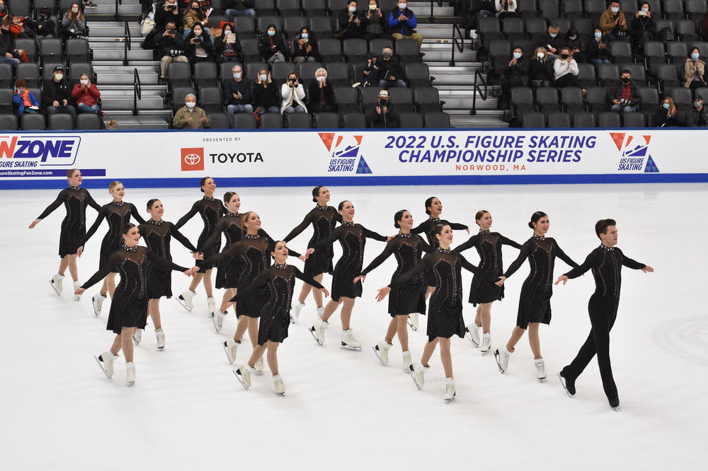 The Haydenettes skate at the Boston Synchronized Skating Classic in Norwood, Mass.