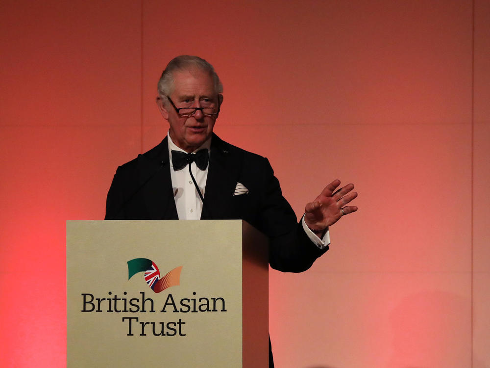 Prince Charles speaks at a reception at the British Museum on Thursday in London. He tested positive for COVID-19 the following morning.