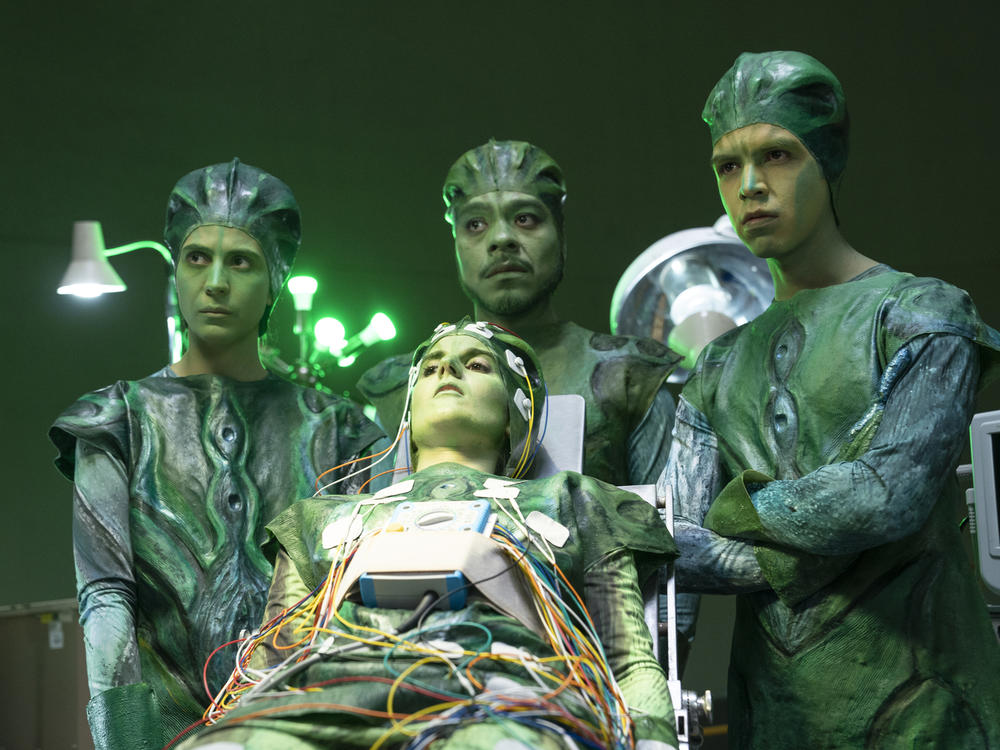 Cassandra Ciangherotti, Bernardo Velasco, Julio Torres, and Ana Fabrega star in the HBO series <em>Los Espookys.</em>