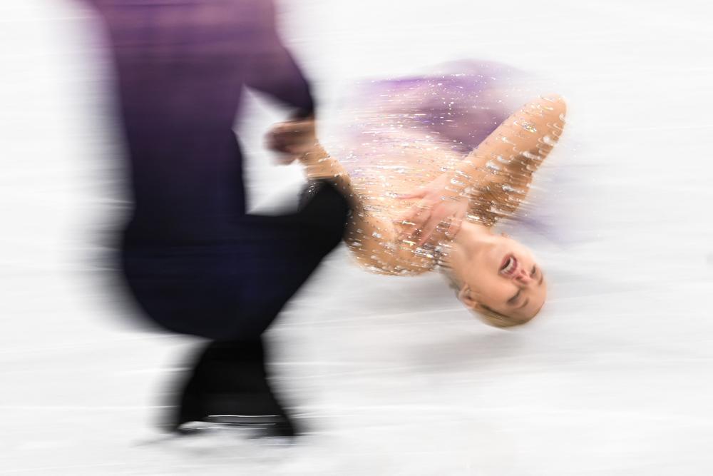 USA's Alexa Knierim and USA's Brandon Frazier compete in the pair skating free skating of the figure skating team event during the Beijing 2022 Winter Olympic Games at the Capital Indoor Stadium in Beijing on February 7, 2022.