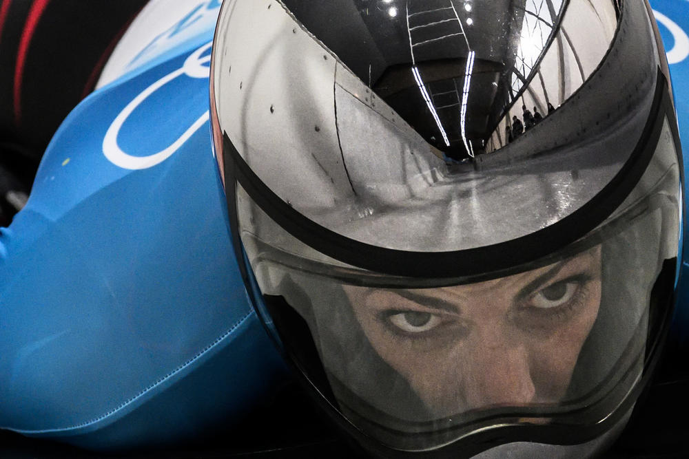 Austria's Janine Flock competes in the women's skeleton event at the Yanqing National Sliding Centre during the Beijing 2022 Winter Olympic Games in Yanqing on February 11, 2022.