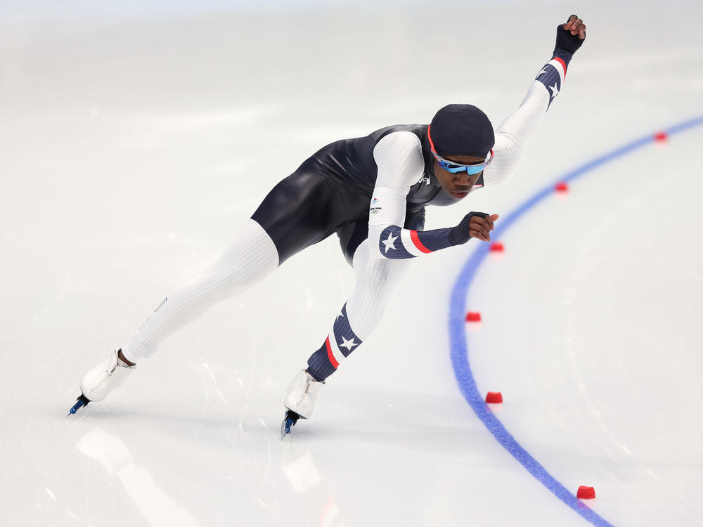 Erin Jackson skates to victory to win the gold medal during the Women's 500m on day nine of the Beijing 2022 Winter Olympic Games on Feb. 13, 2022 in Beijing.